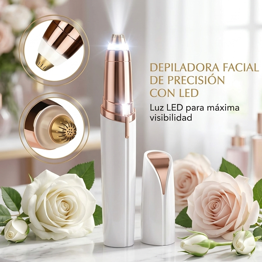 Depiladora Facial de Precisión con LED – Rápida, Suave y Sin Irritación